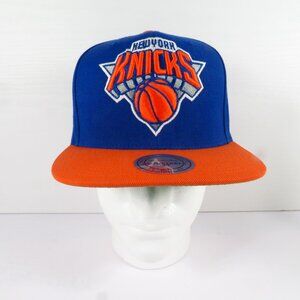 NY KNICKS Snapback Baseball Cap Hat Mitchell Ness Blue Orange New York 3D Logo
